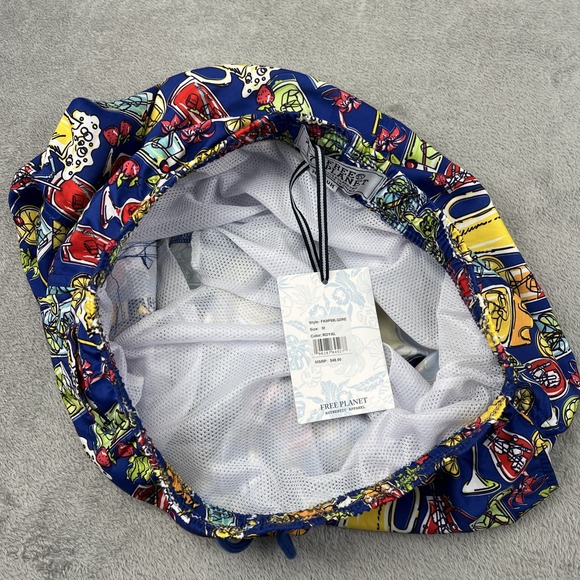 FREE‎ PLANET SWIM TRUNKS MEN'S MEDIUM COCKTAIL BEER BOARD SHORTS BEACH - Picture 9 of 13